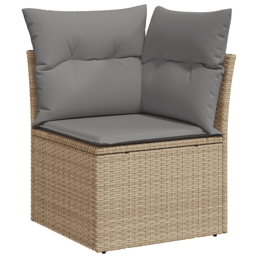 Beige 8-Piece Outdoor Garden Sofa Set with Cushions