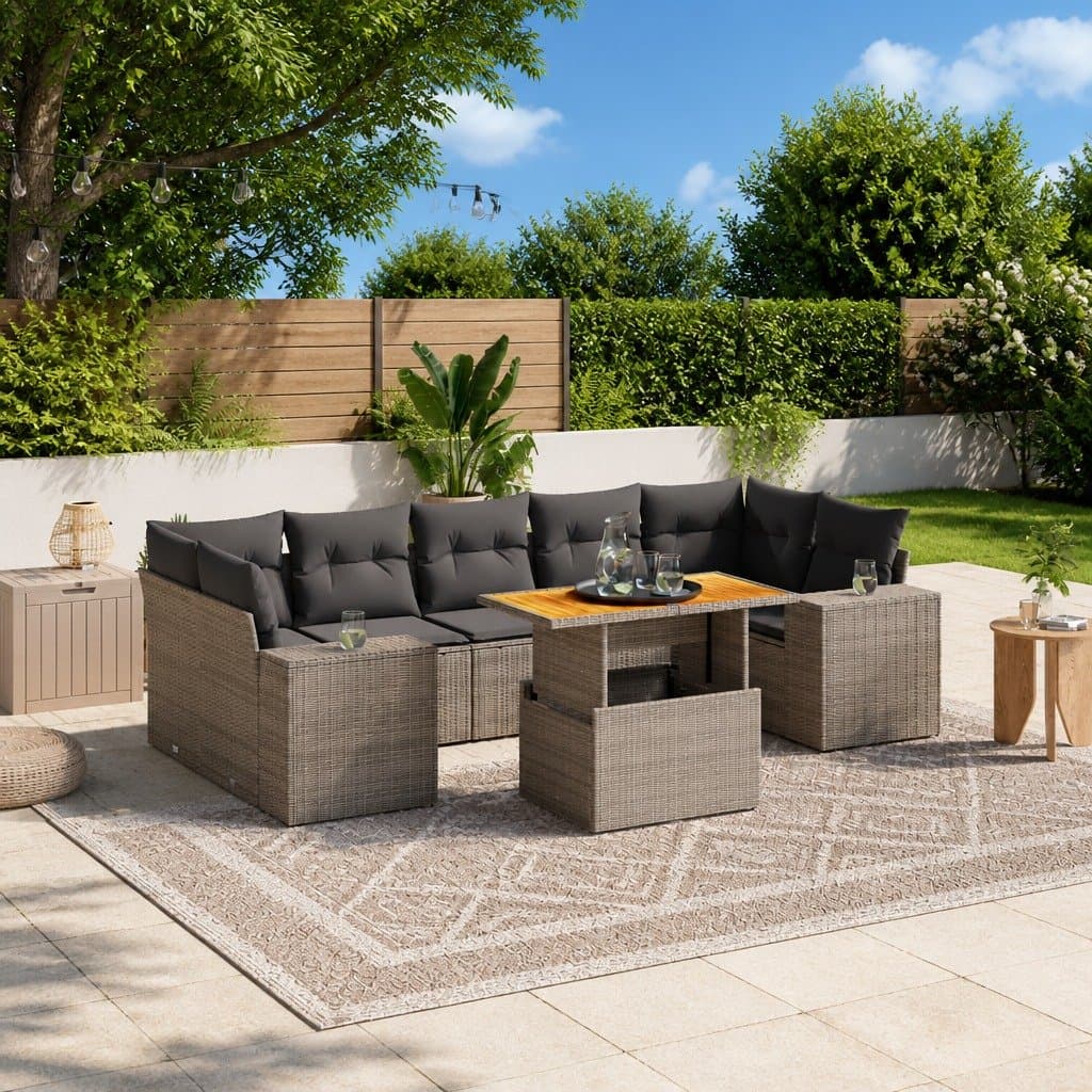 8 Piece Outdoor Sofa Set in Grey Poly Rattan