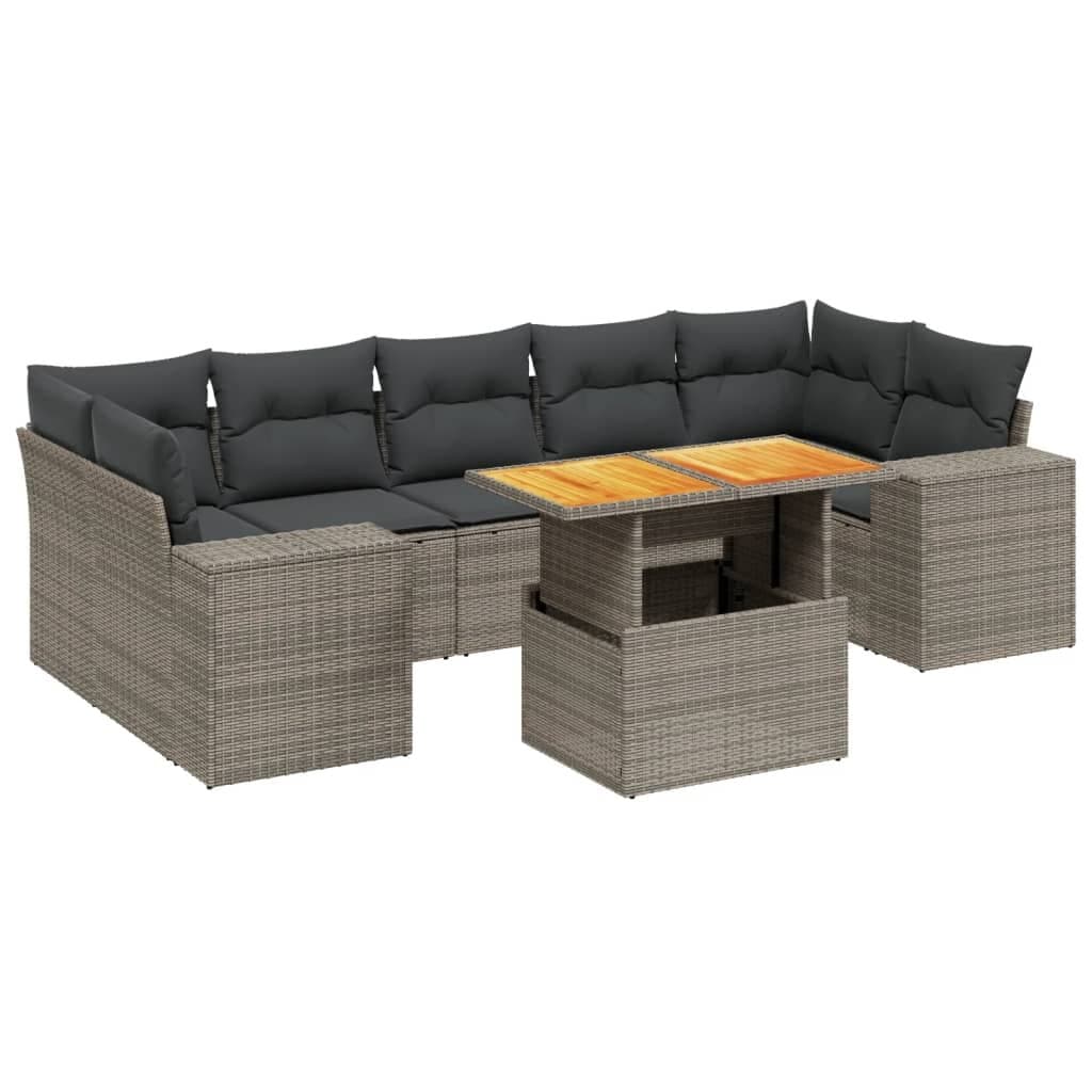8 Piece Outdoor Sofa Set in Grey Poly Rattan