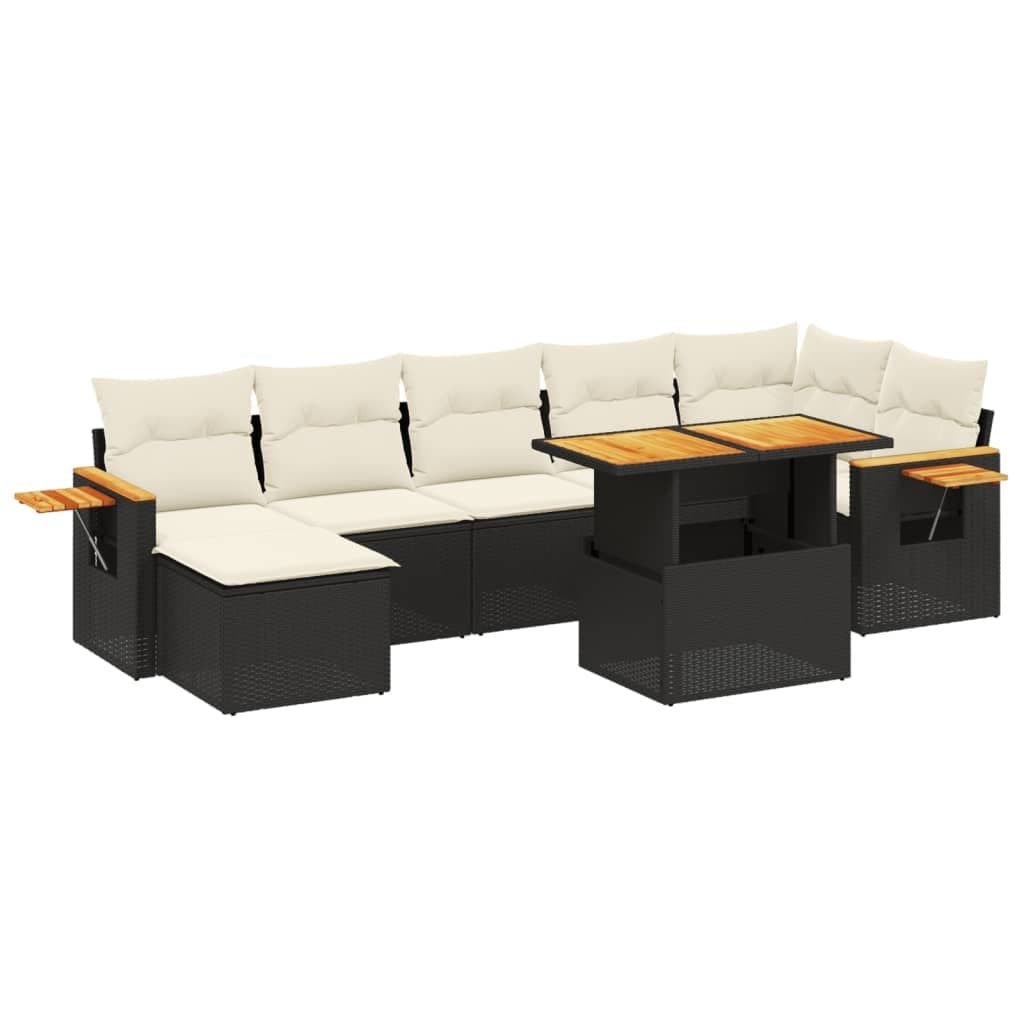 8 Piece Black Poly Rattan Garden Sofa Set