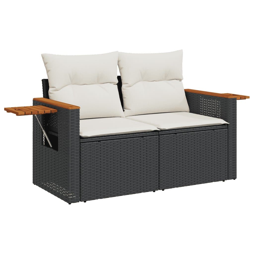 8 Piece Black Poly Rattan Garden Sofa Set