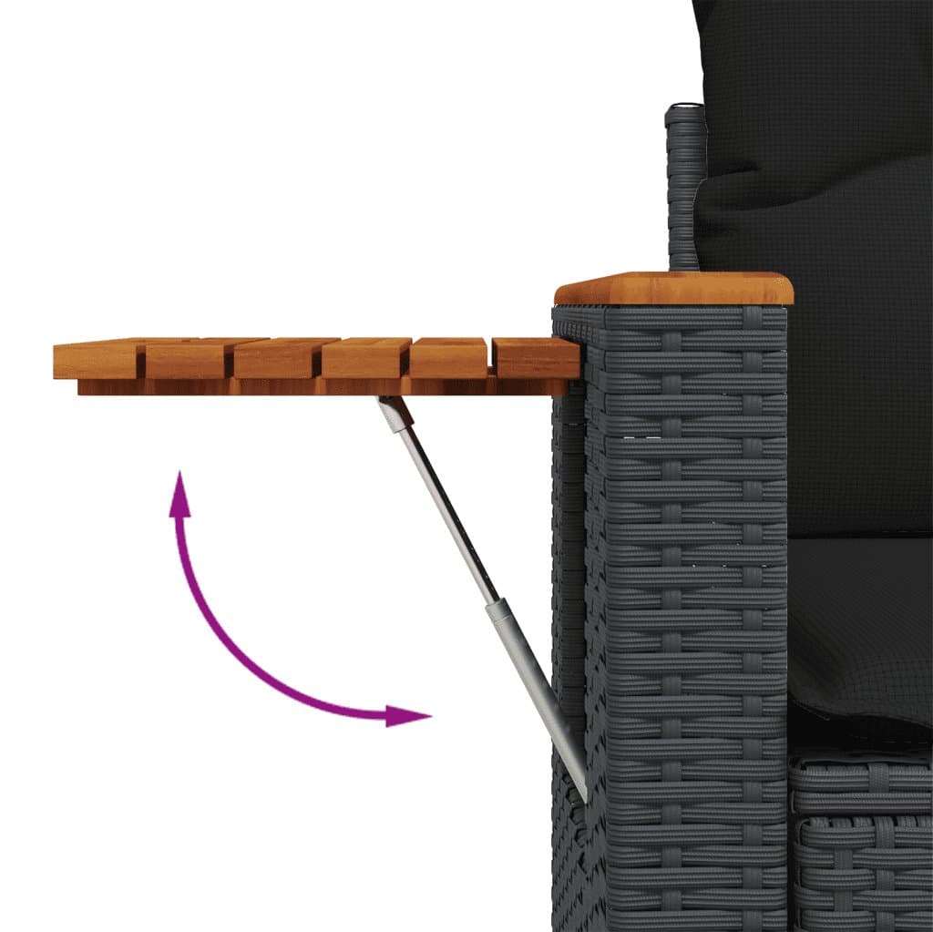10-Piece Black Rattan Garden Sofa Set