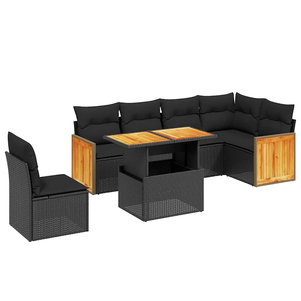 Modular Garden Sofa Set 7 Piece Outdoor Furniture in Black