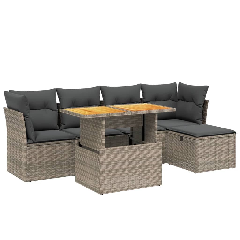 Garden Sofa Set 6 Piece Outdoor Furniture Grey