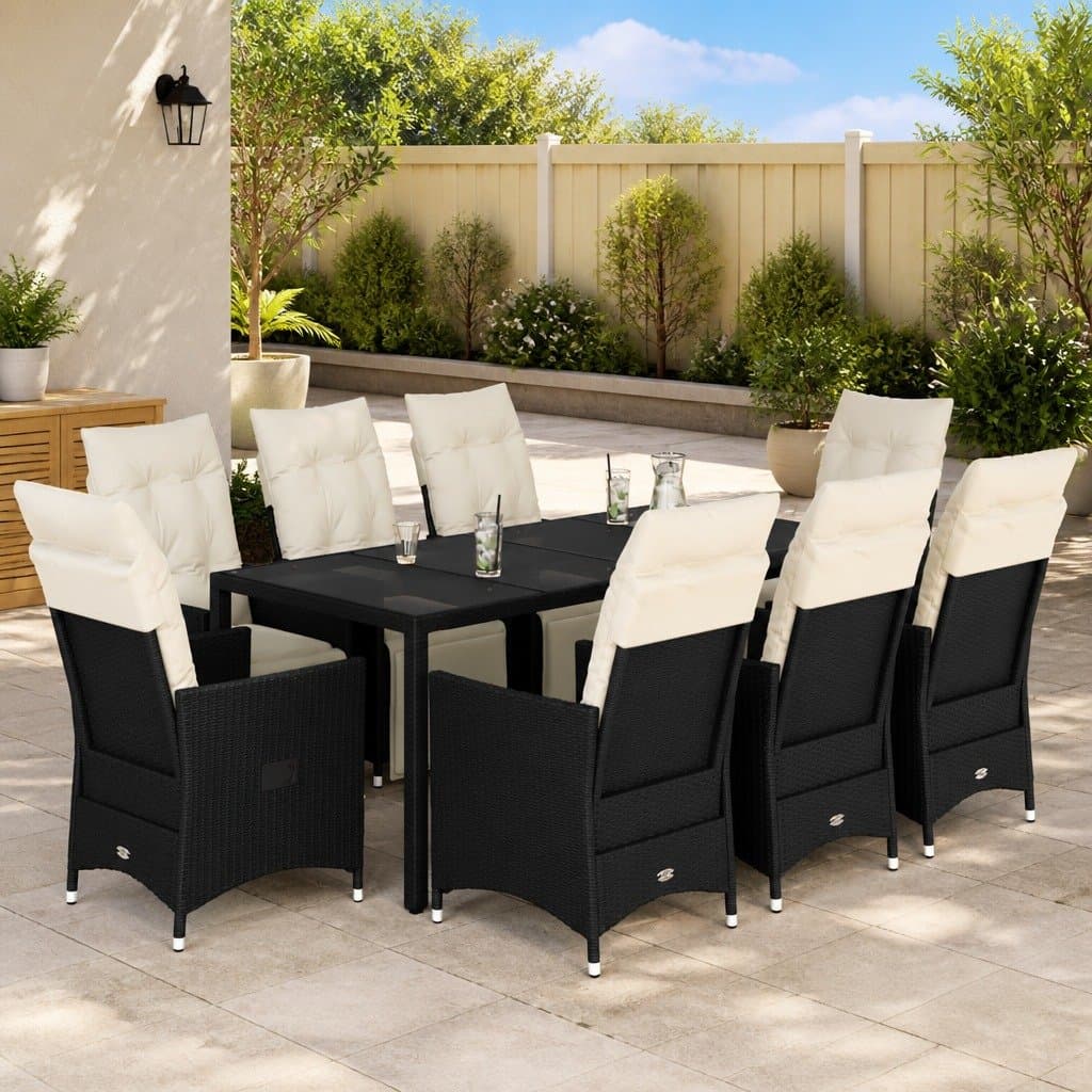 9-Piece Garden Dining Set with Cushions