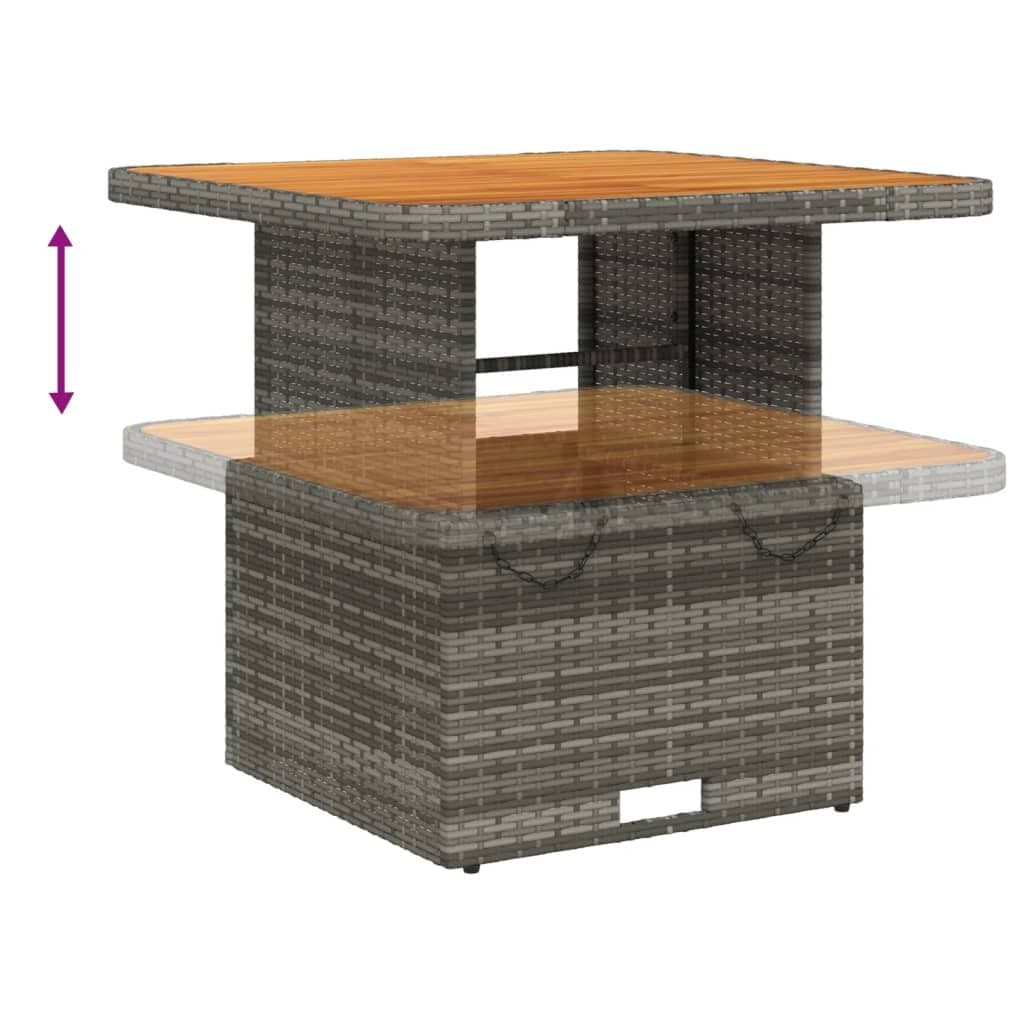 Garden Dining Set 3 Piece Outdoor Furniture Grey Poly Rattan Adjustable Cushions