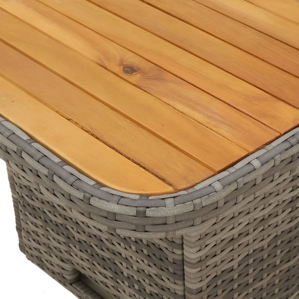Garden Dining Set 3 Piece Outdoor Furniture Grey Poly Rattan Adjustable Cushions