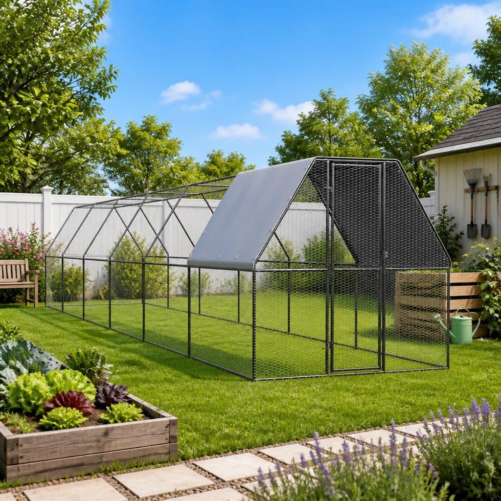Galvanised Steel Chicken Cage 2x12x2m Outdoor Enclosure