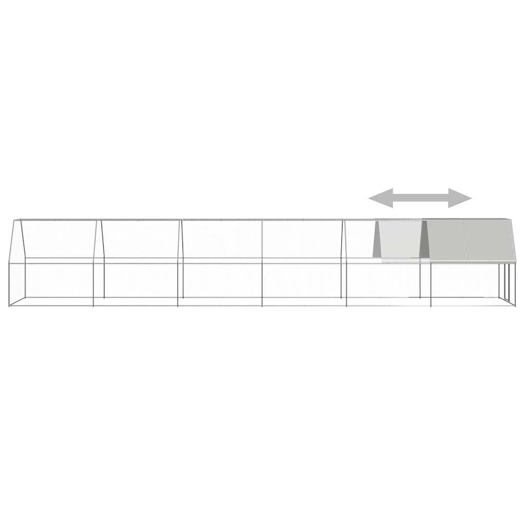 Galvanised Steel Chicken Cage 2x12x2m Outdoor Enclosure