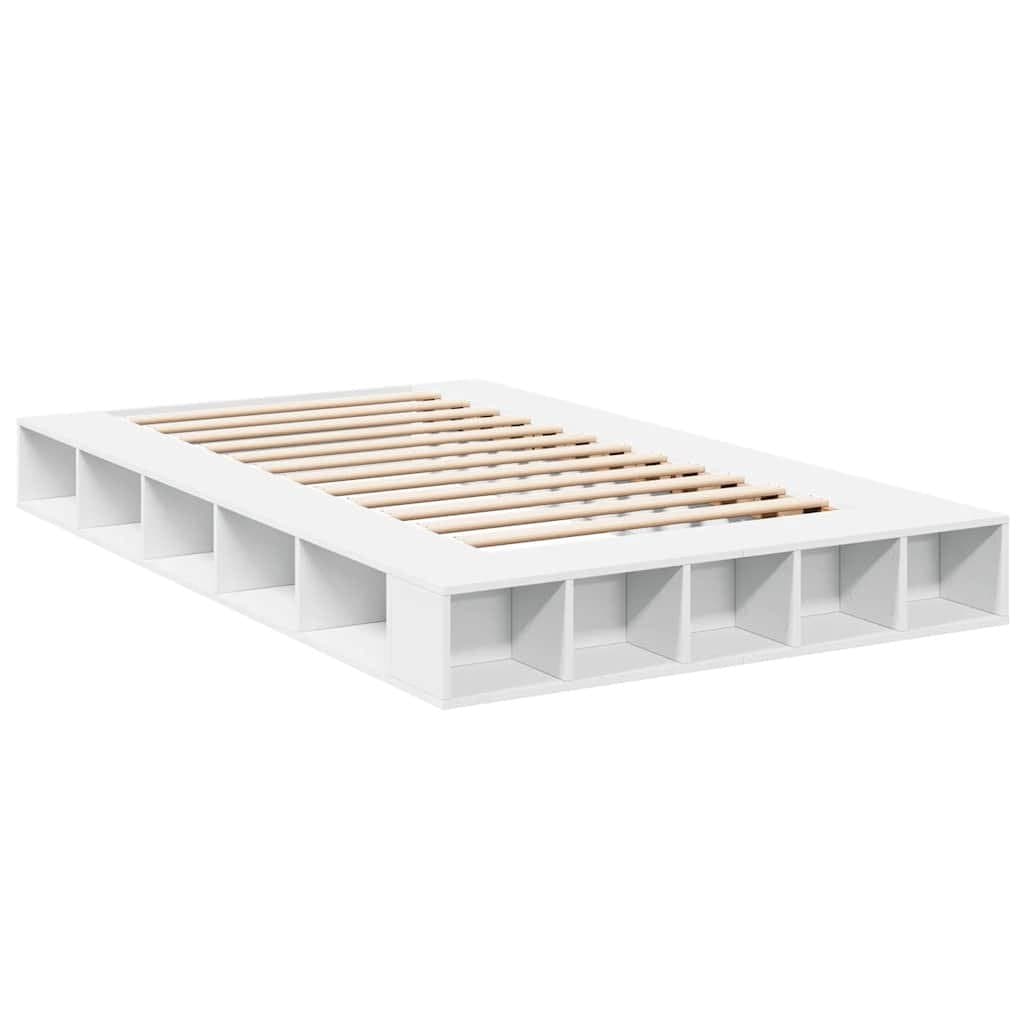 White Bed Frame with Slatted Base 135x190 cm