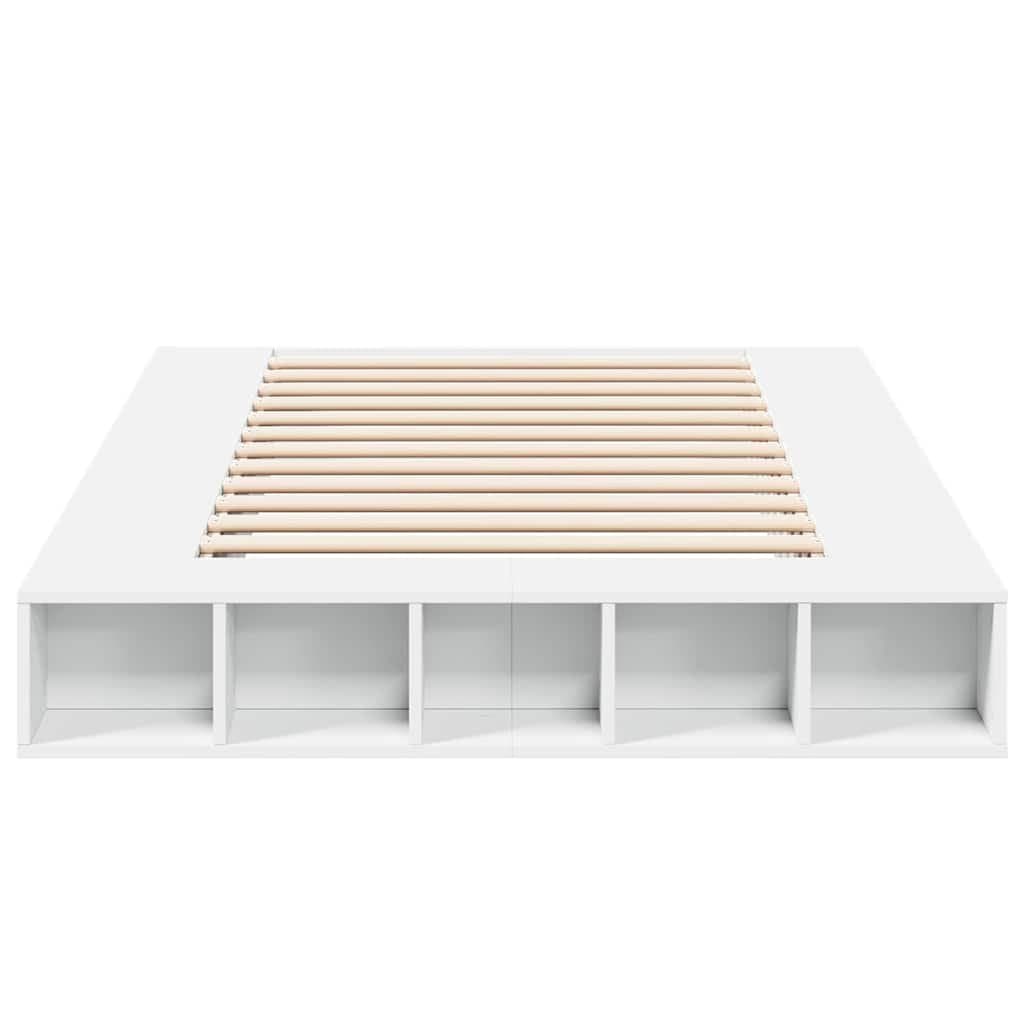White Bed Frame with Slatted Base 135x190 cm