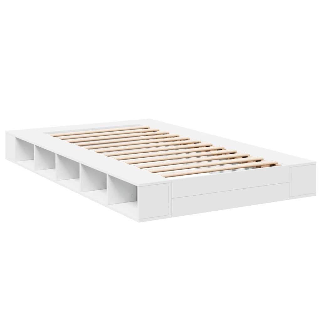 White Bed Frame with Slatted Base 135x190 cm