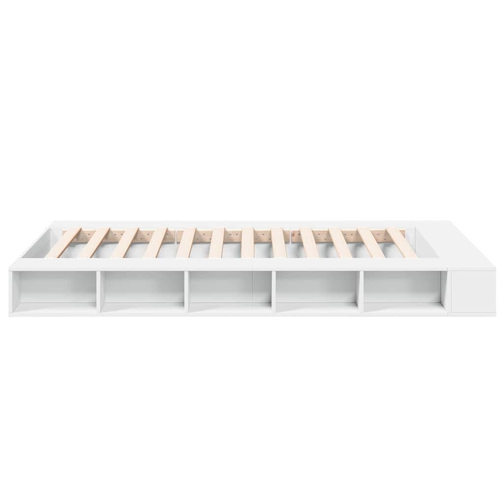 White Bed Frame with Slatted Base 135x190 cm