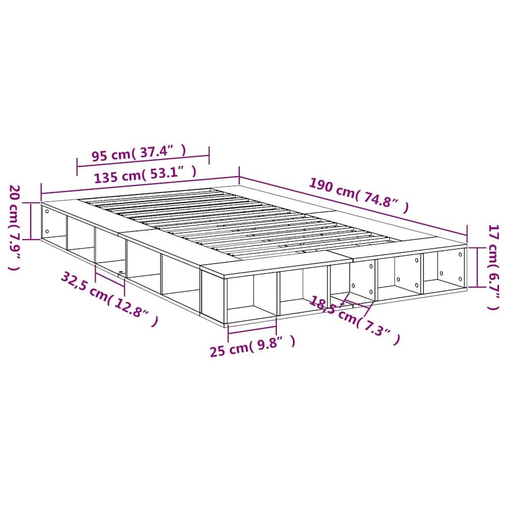 White Bed Frame with Slatted Base 135x190 cm