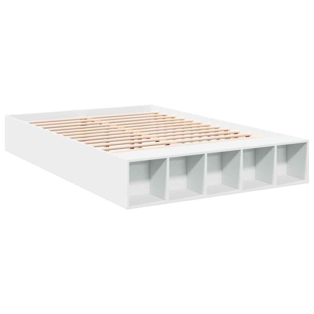 White Bed Frame 150x200cm with Storage Compartments