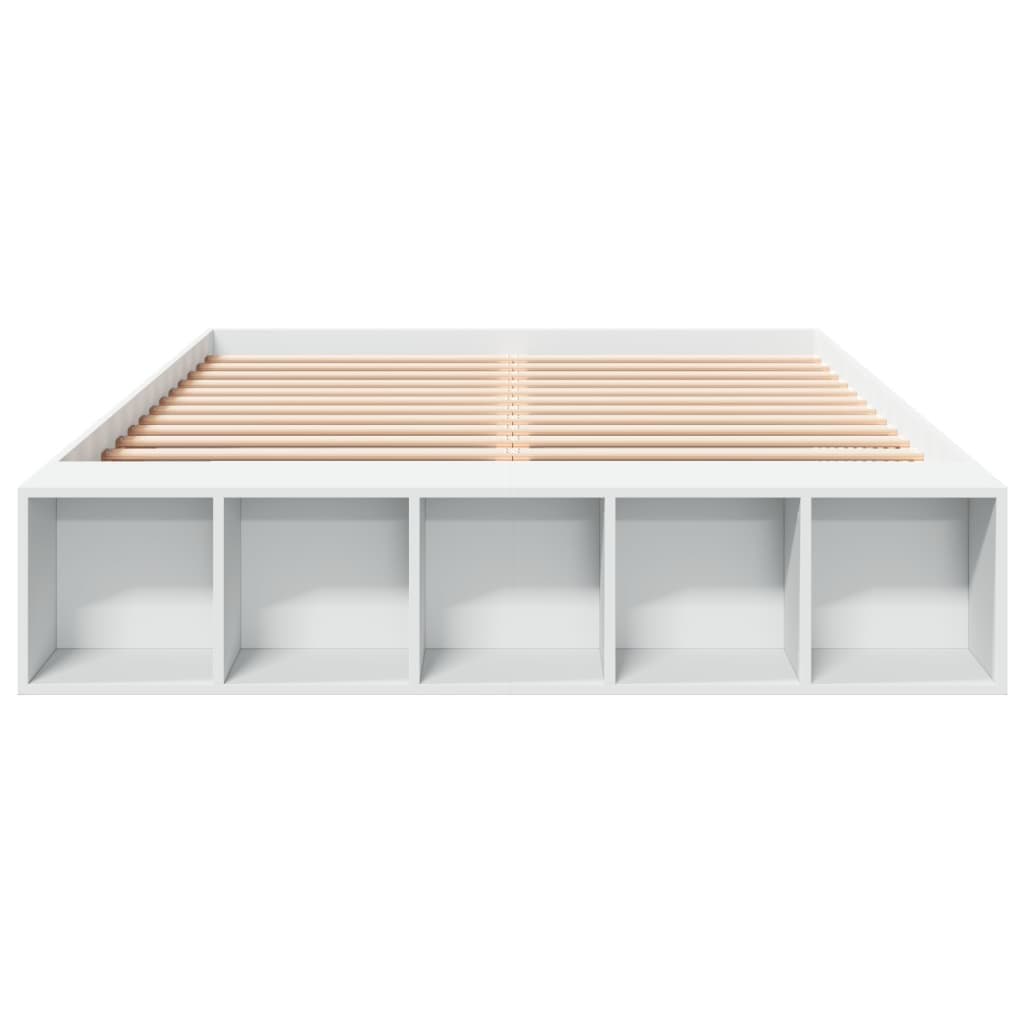 White Bed Frame 150x200cm with Storage Compartments