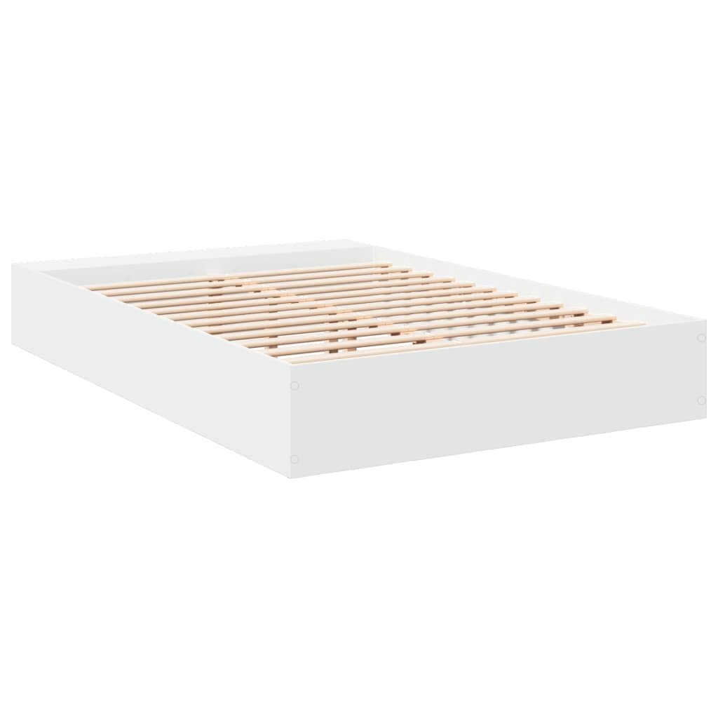 White Bed Frame 150x200cm with Storage Compartments
