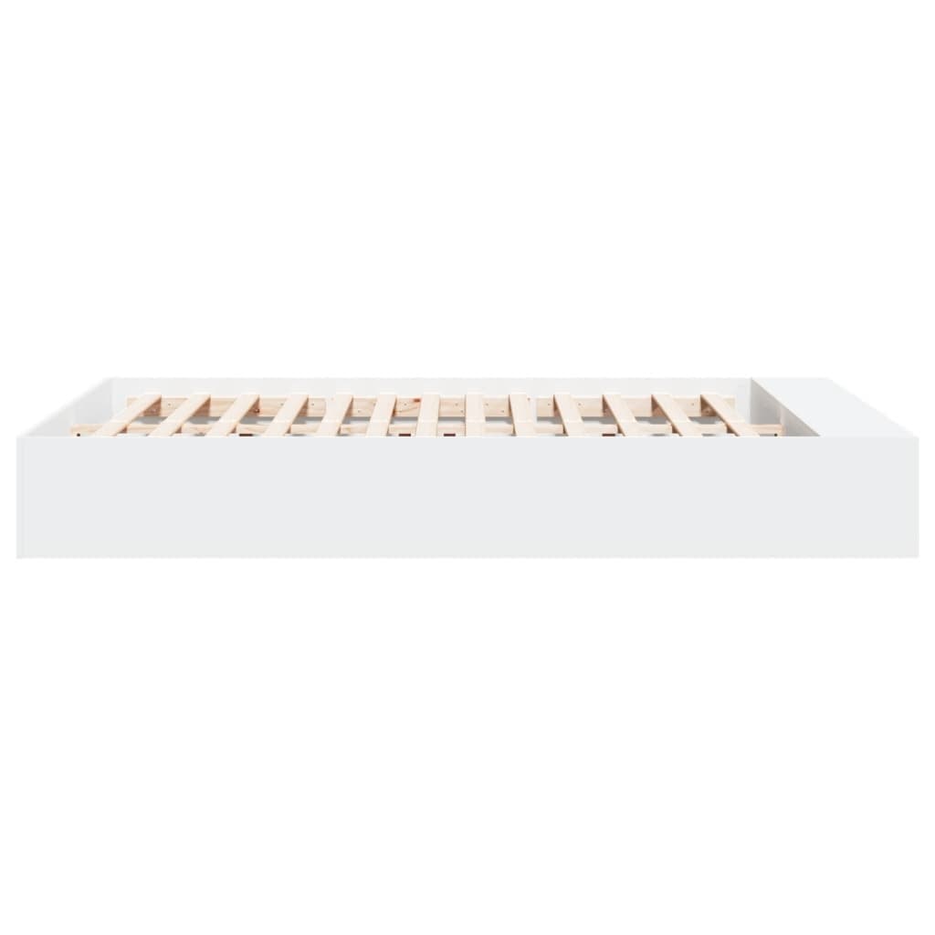 White Bed Frame 150x200cm with Storage Compartments