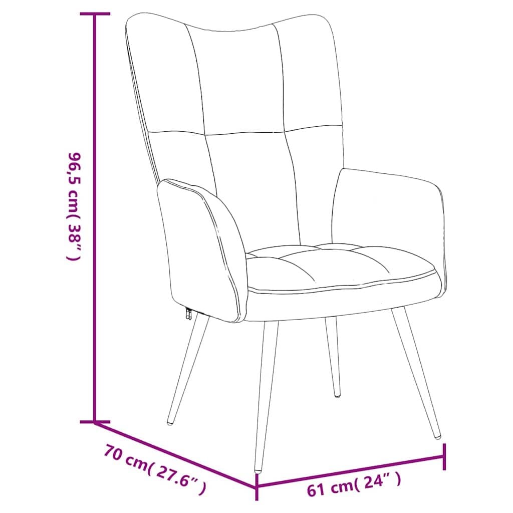 Black Velvet Relaxing Chair with Stool