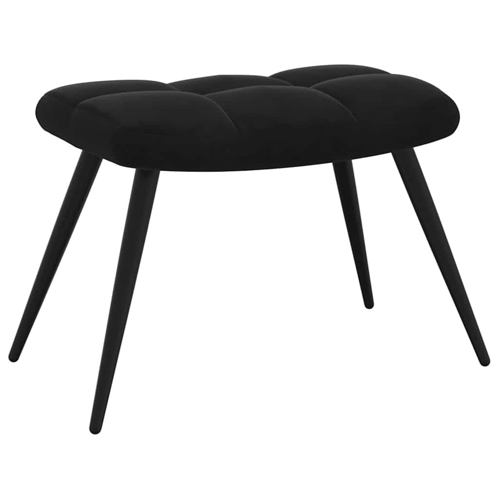 Black Velvet Relaxing Chair with Stool