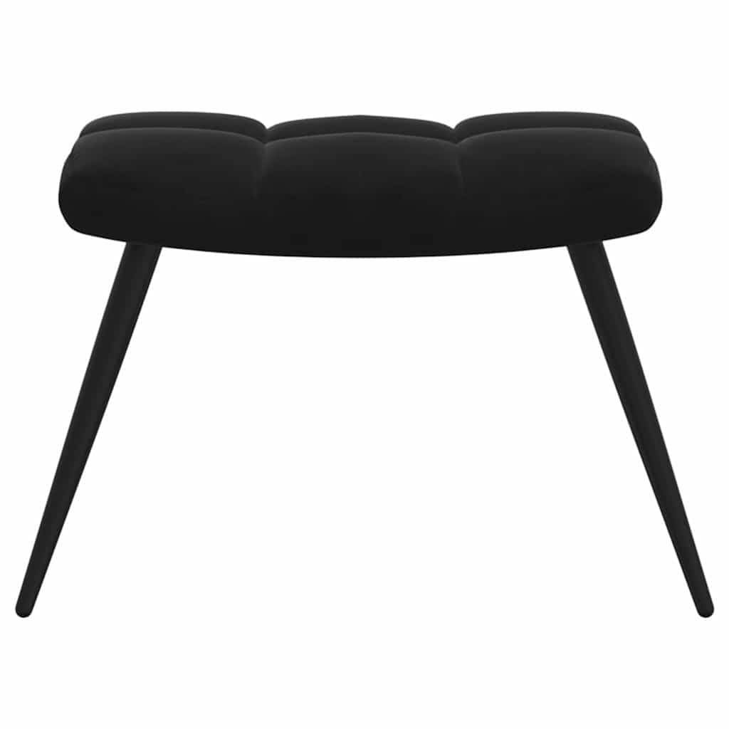 Black Velvet Relaxing Chair with Stool