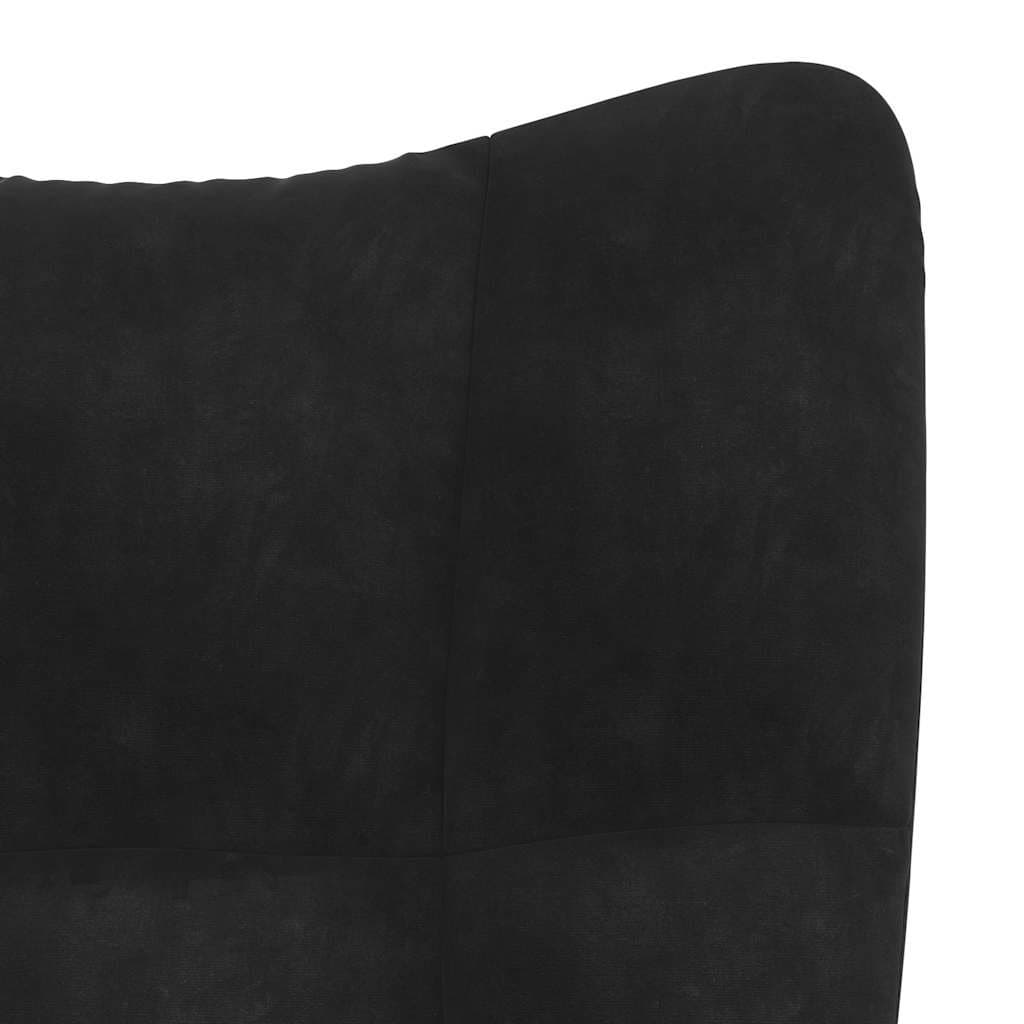 Black Velvet Relaxing Chair with Stool
