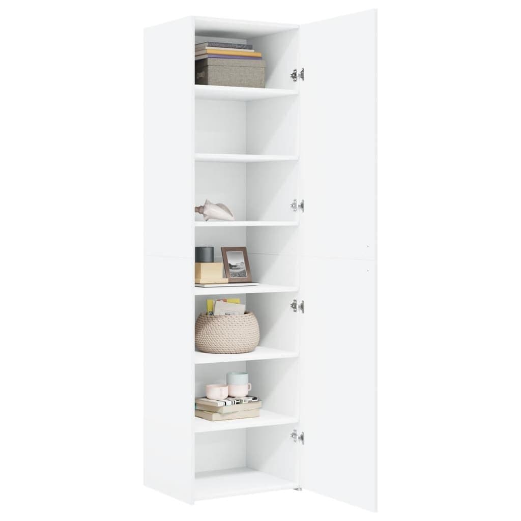 White Highboard Storage Cabinet in Engineered Wood