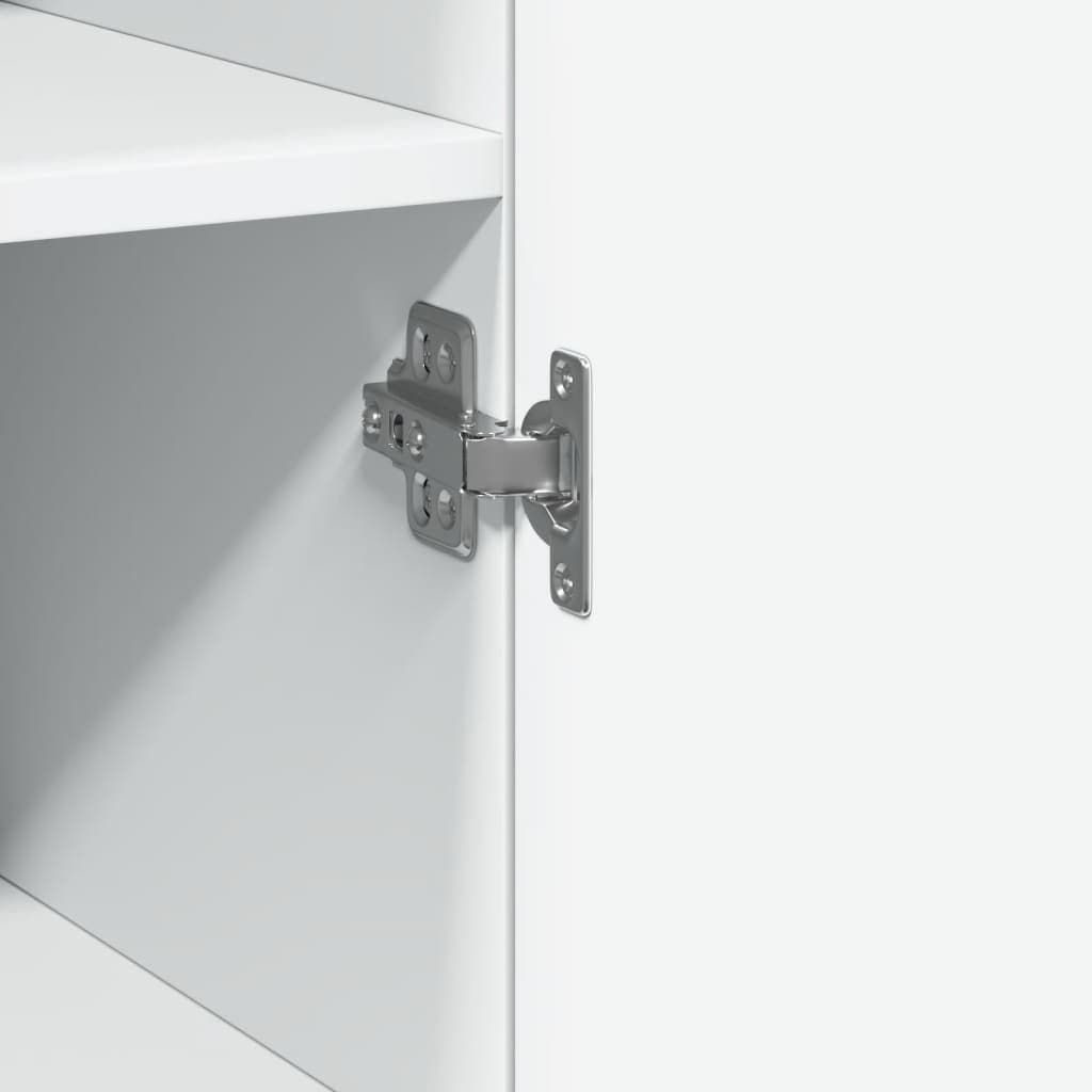 White Highboard Storage Cabinet in Engineered Wood