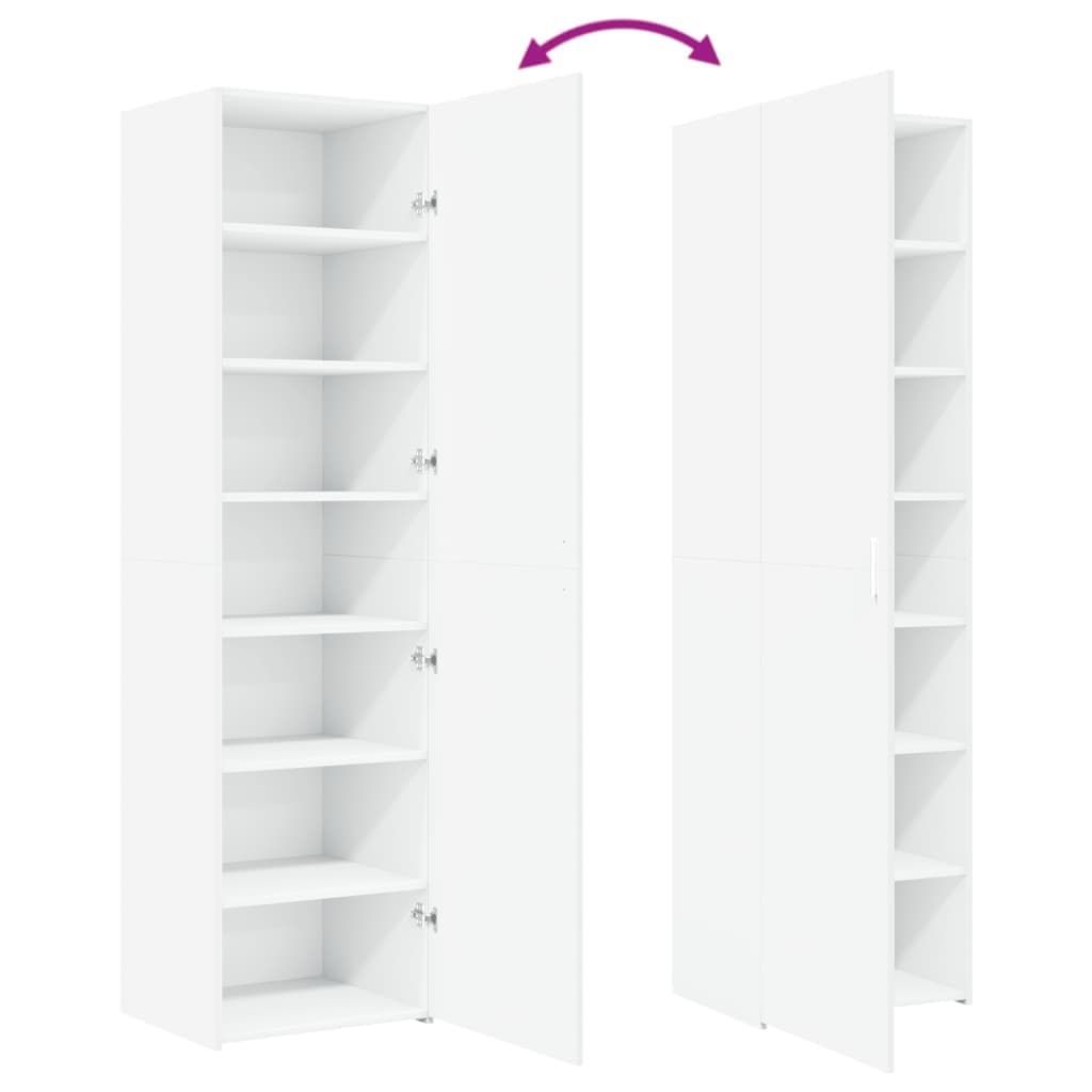 White Highboard Storage Cabinet in Engineered Wood