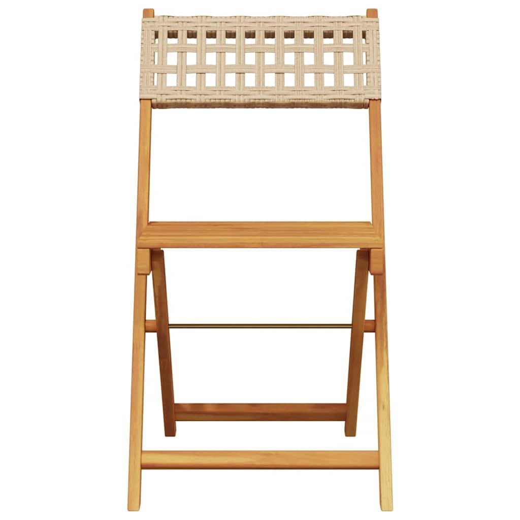 3-Piece Beige Rattan Bistro Set for Outdoors