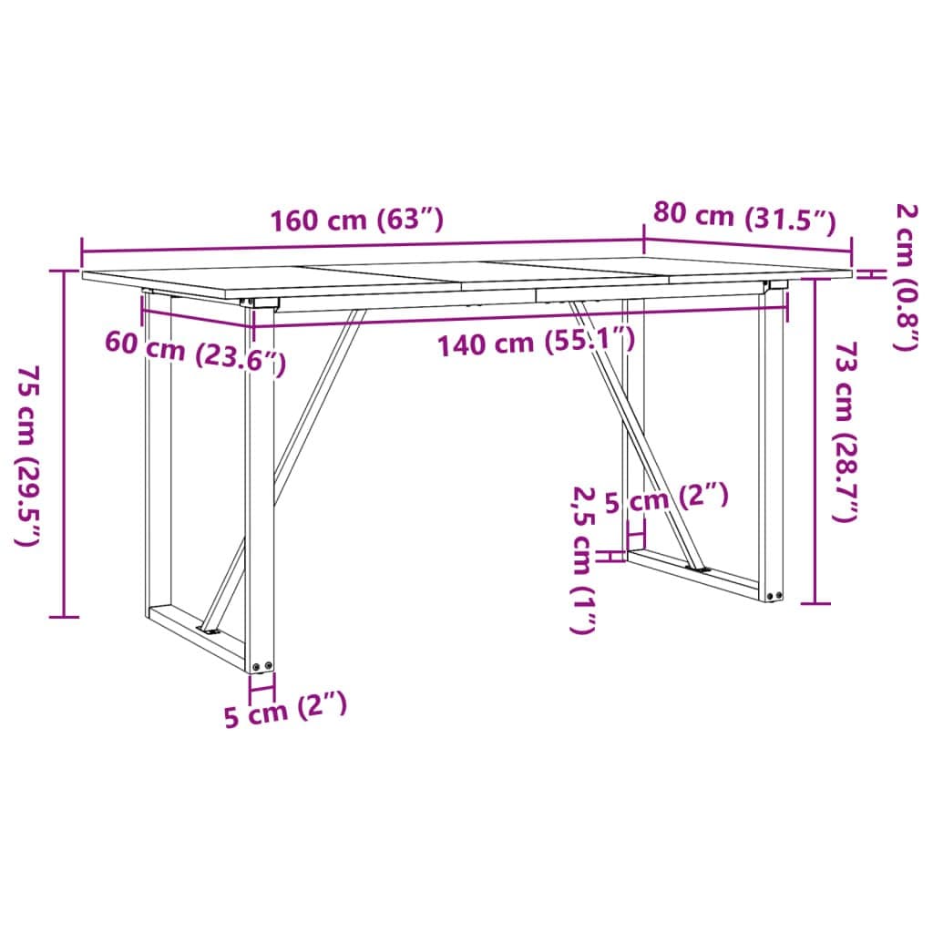 O-Frame Dining Table in Solid Pine Wood
