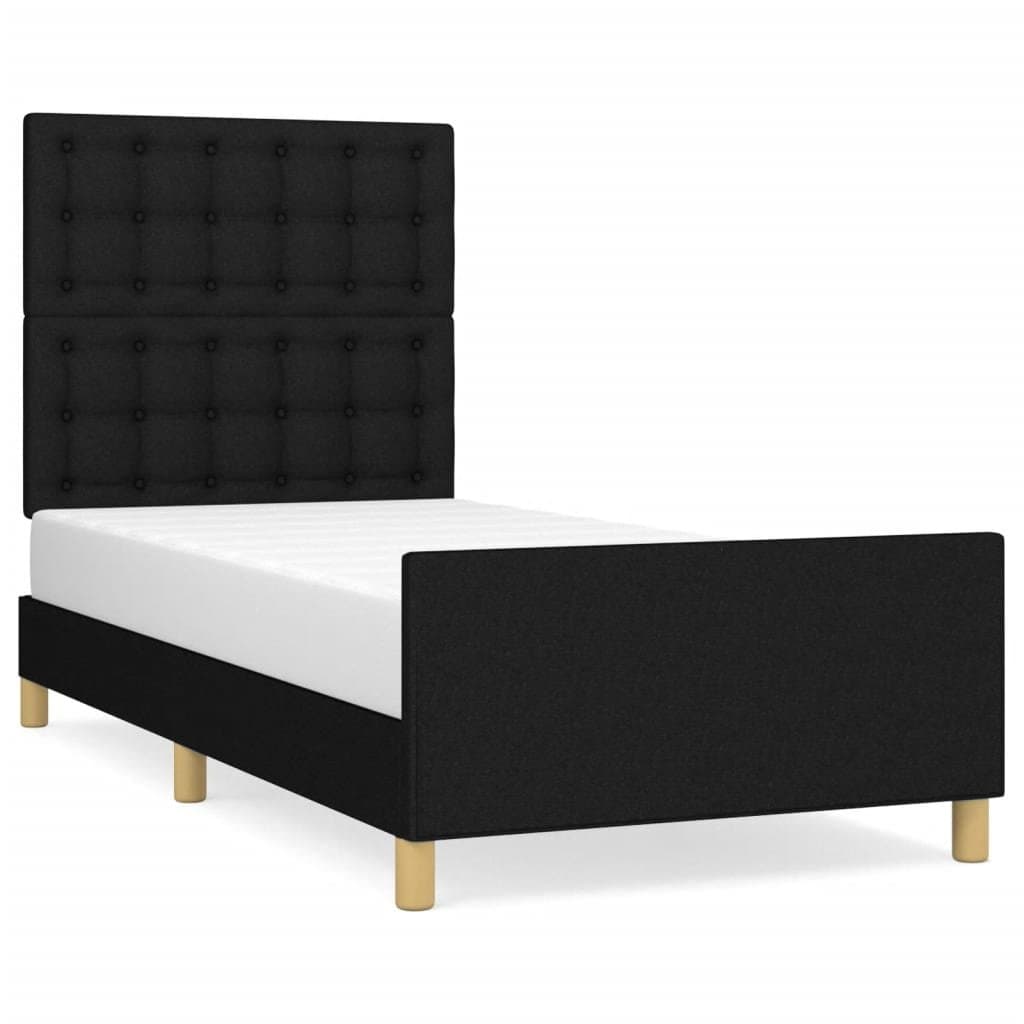 Black Fabric King Single Bed Frame with Adjustable Headboard
