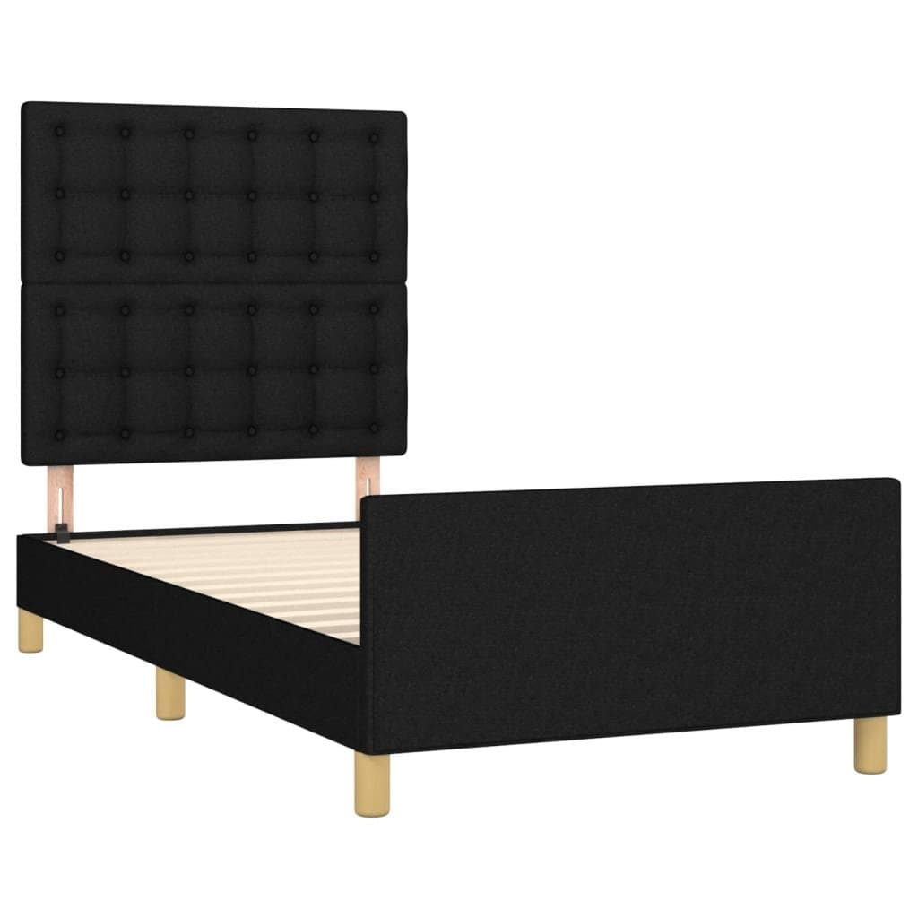 Black Fabric King Single Bed Frame with Adjustable Headboard