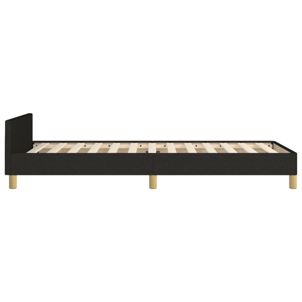 Black Fabric King Single Bed Frame with Adjustable Headboard