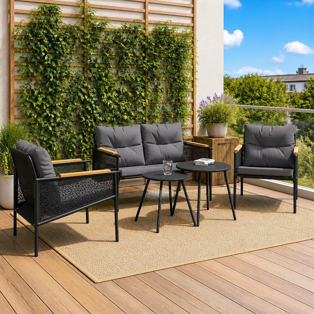 5 Piece Balcony Furniture Set with Cushions