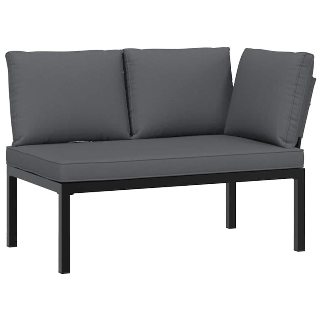 3 Piece Black Outdoor Garden Sofa Set with Cushions