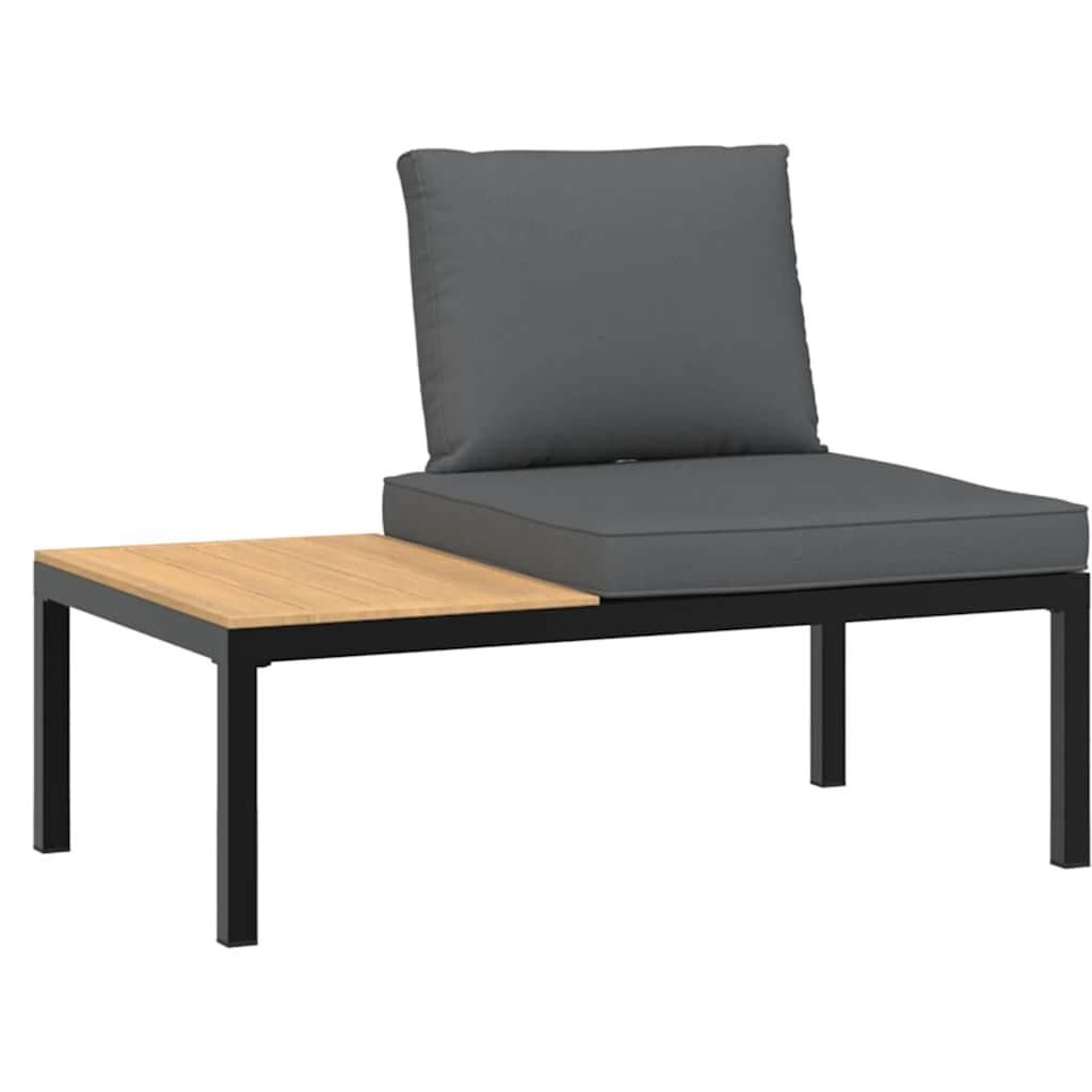 3 Piece Black Outdoor Garden Sofa Set with Cushions