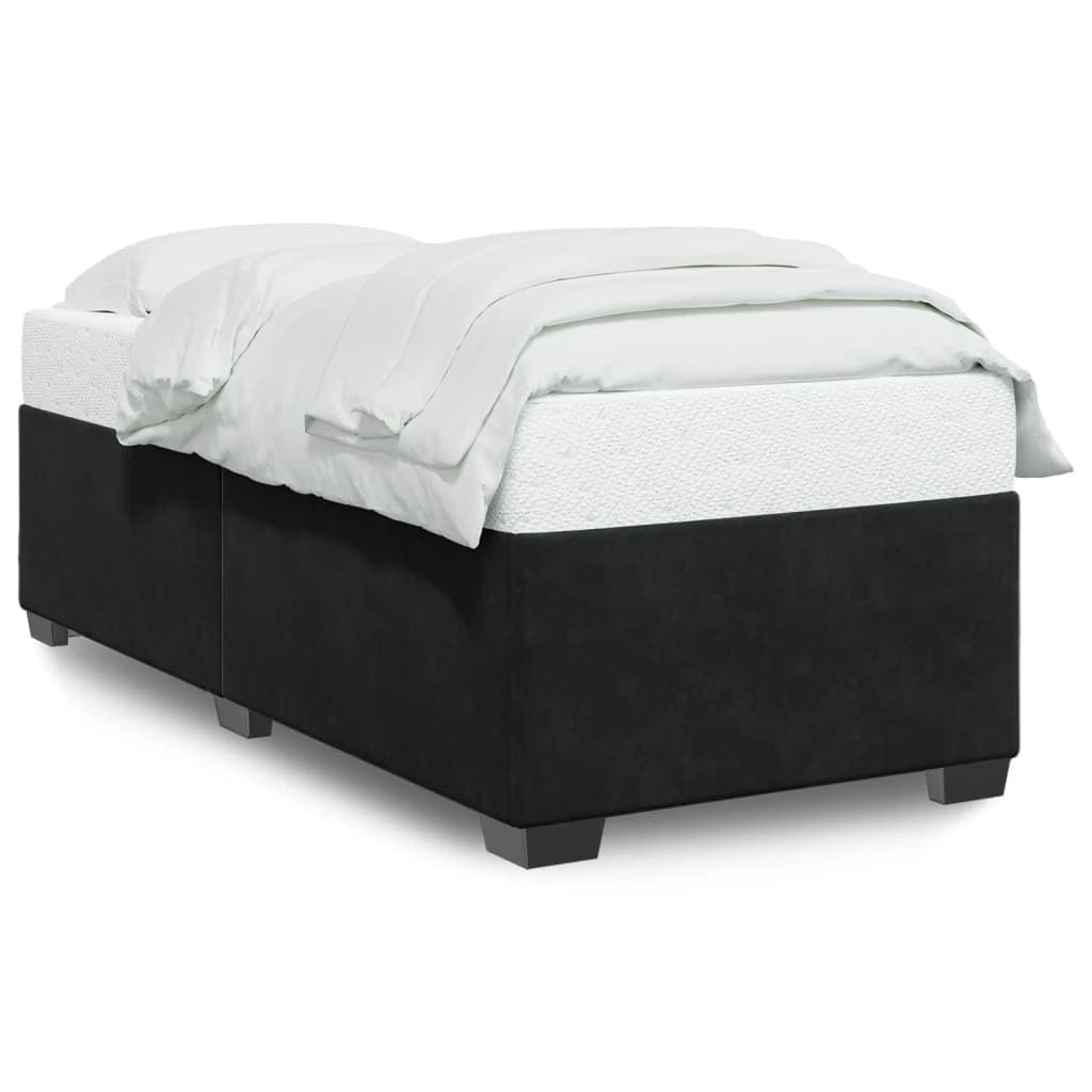 Black Velvet King Single Bed Frame with Slats