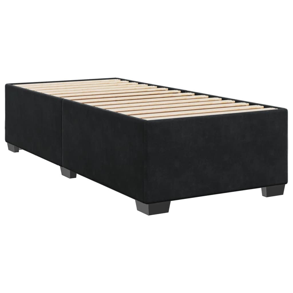 Black Velvet King Single Bed Frame with Slats