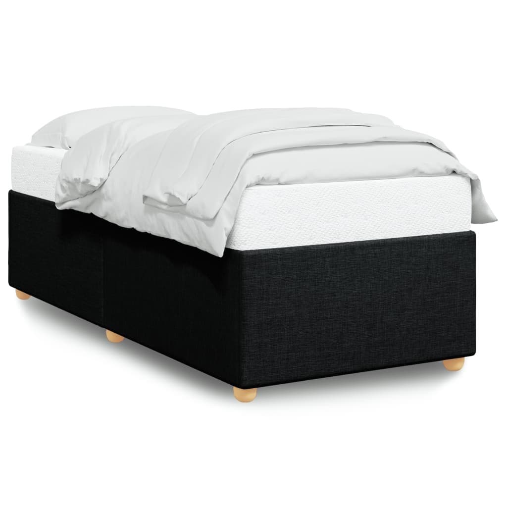 Black Fabric King Single Bed Frame with Slats