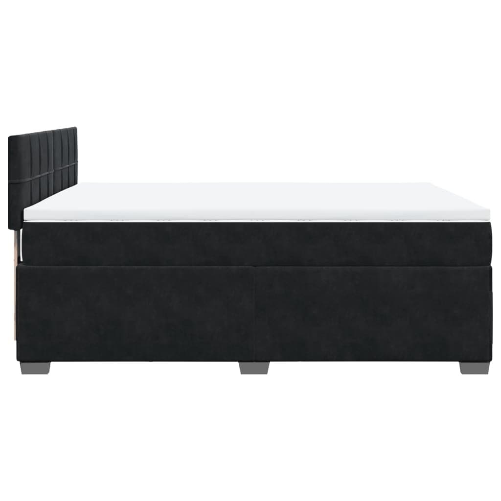 Queen Box Spring Bed with Grey Velvet Upholstered Frame
