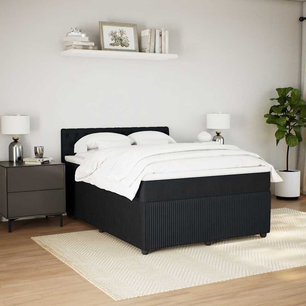 Double Black Velvet Bed with Pocket Spring Mattress