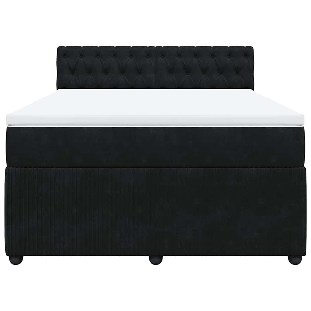 Double Black Velvet Bed with Pocket Spring Mattress