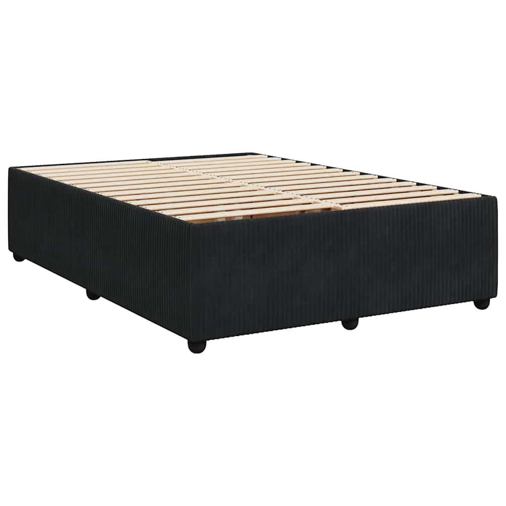 Double Black Velvet Bed with Pocket Spring Mattress
