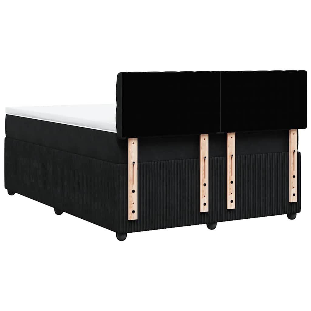 Double Black Velvet Bed with Pocket Spring Mattress