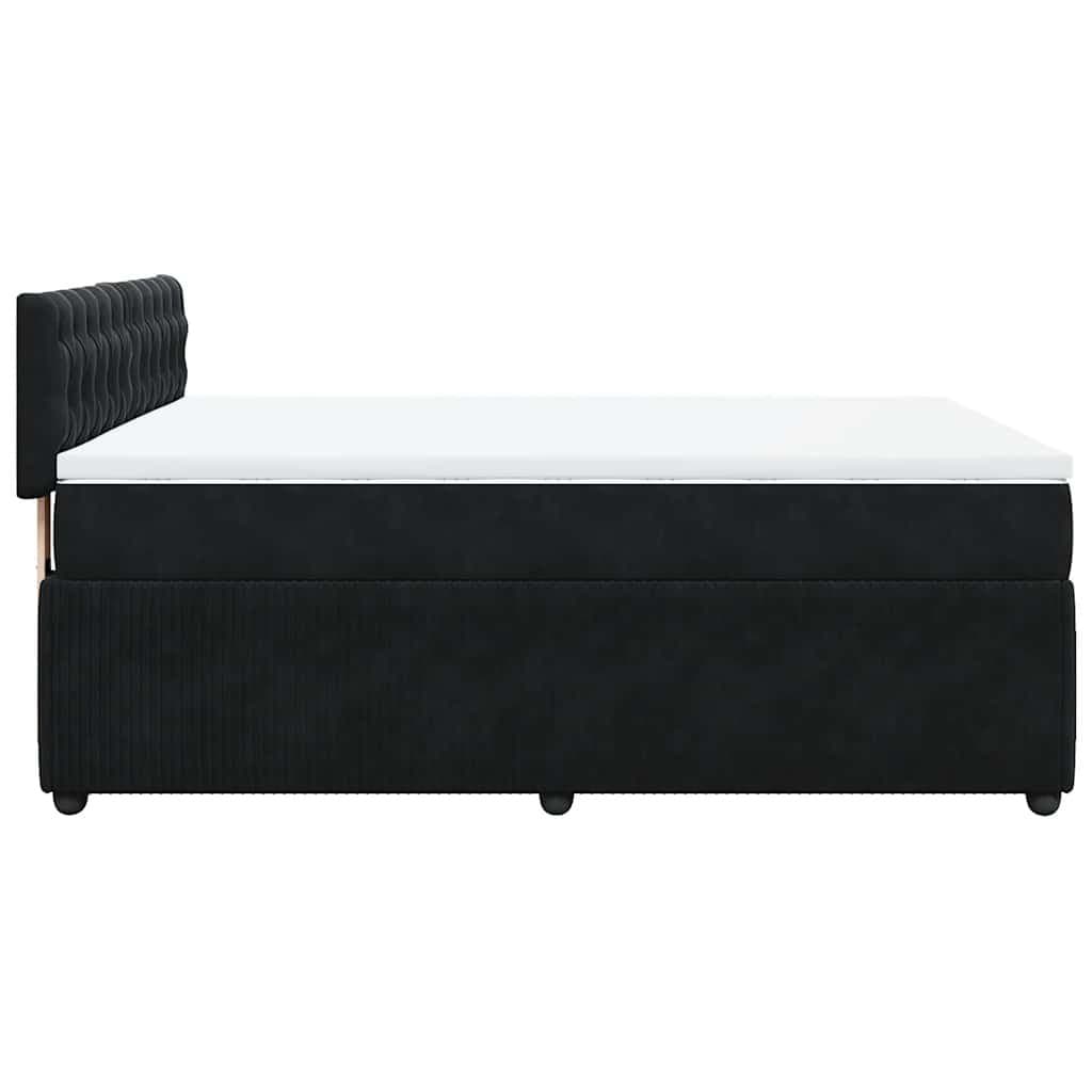 Double Black Velvet Bed with Pocket Spring Mattress