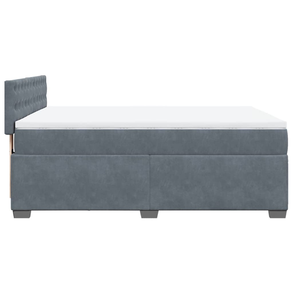 Queen Size Box Spring Bed with Velvet Mattress & LED
