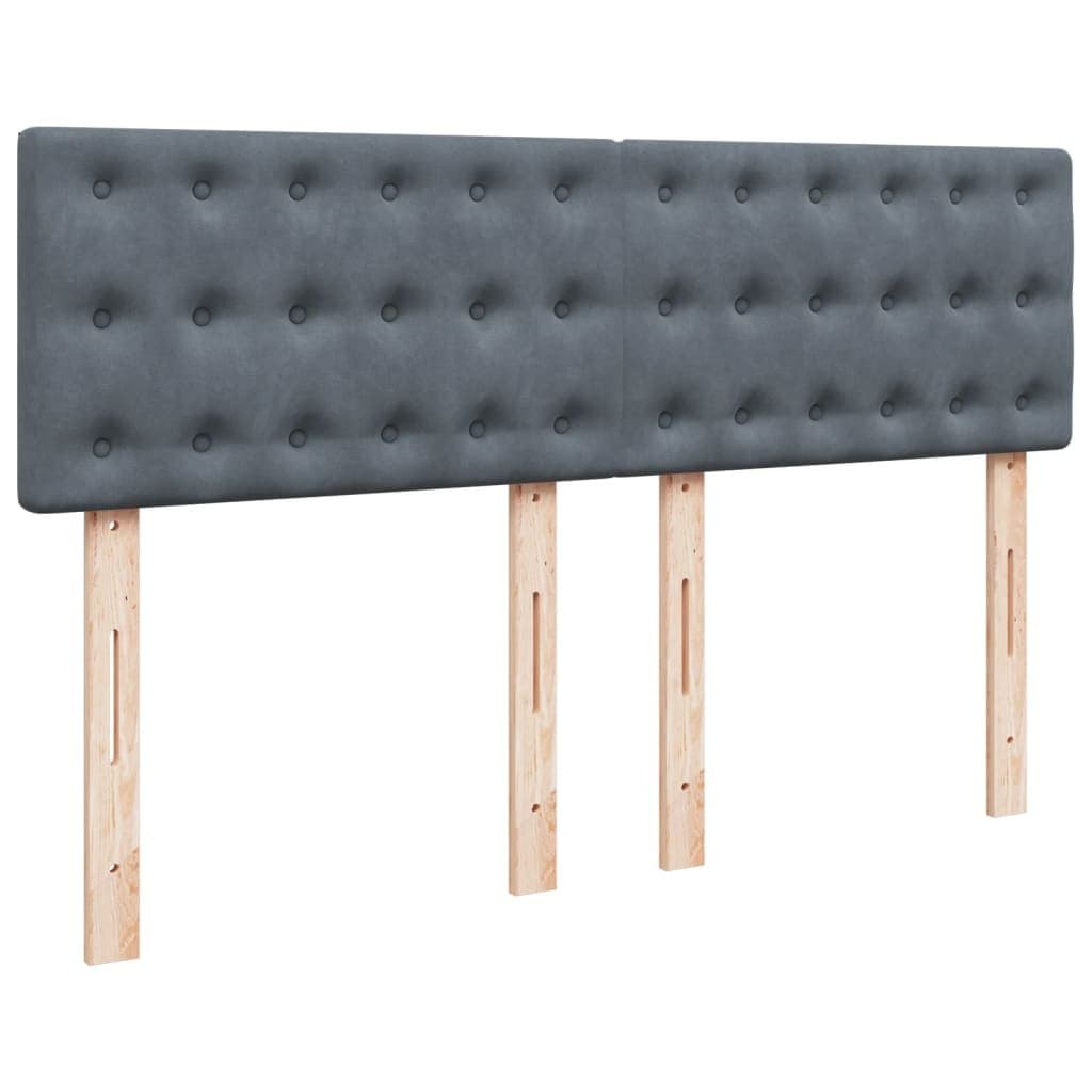 Queen Size Box Spring Bed with Velvet Mattress & LED