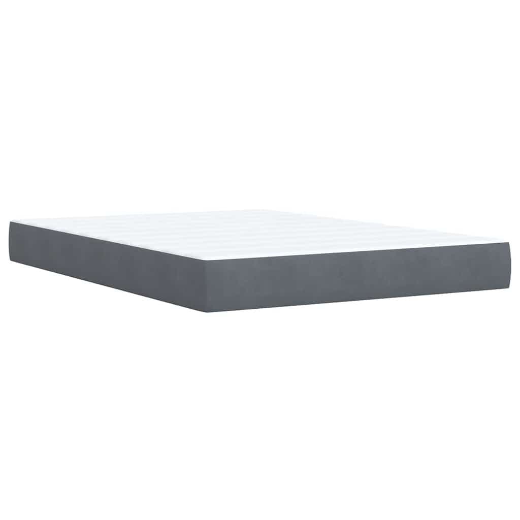 Queen Size Box Spring Bed with Velvet Mattress & LED