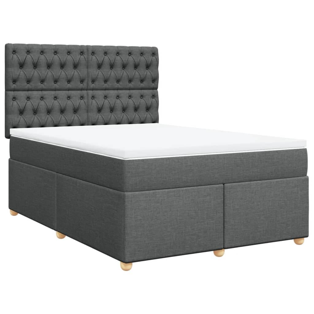Queen Box Spring Bed with Adjustable Headboard